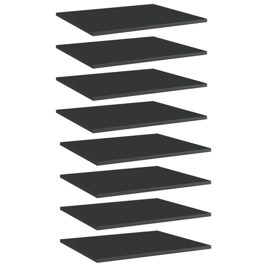 Ripiani Per Libreria 8Pz Nero Lucido 60X50X1,5Cm Multistrato Grigio Cemento