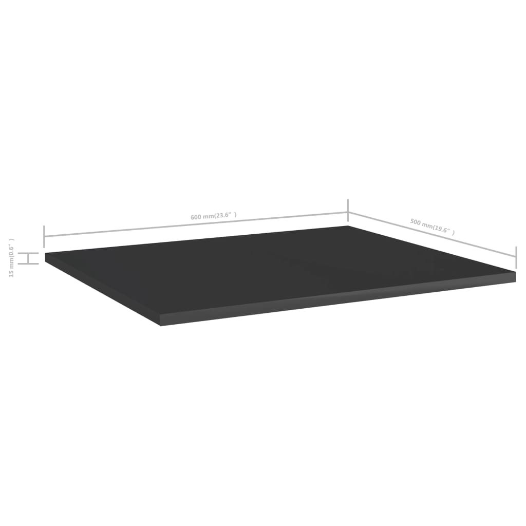 Ripiani Per Libreria 8Pz Nero Lucido 60X50X1,5Cm Multistrato Grigio Cemento