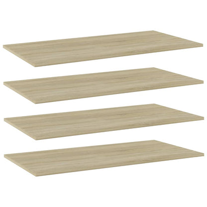 Ripiani Per Libreria 4Pz Rovere Sonoma 80X20X1,5Cm Multistrato Grigio Cemento