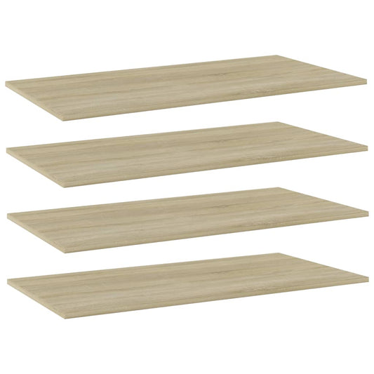 Ripiani Per Libreria 4Pz Rovere Sonoma 80X20X1,5Cm Multistrato Grigio Cemento