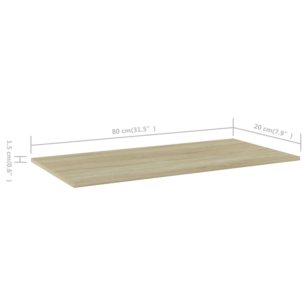 Ripiani Per Libreria 4Pz Rovere Sonoma 80X20X1,5Cm Multistrato Grigio Cemento