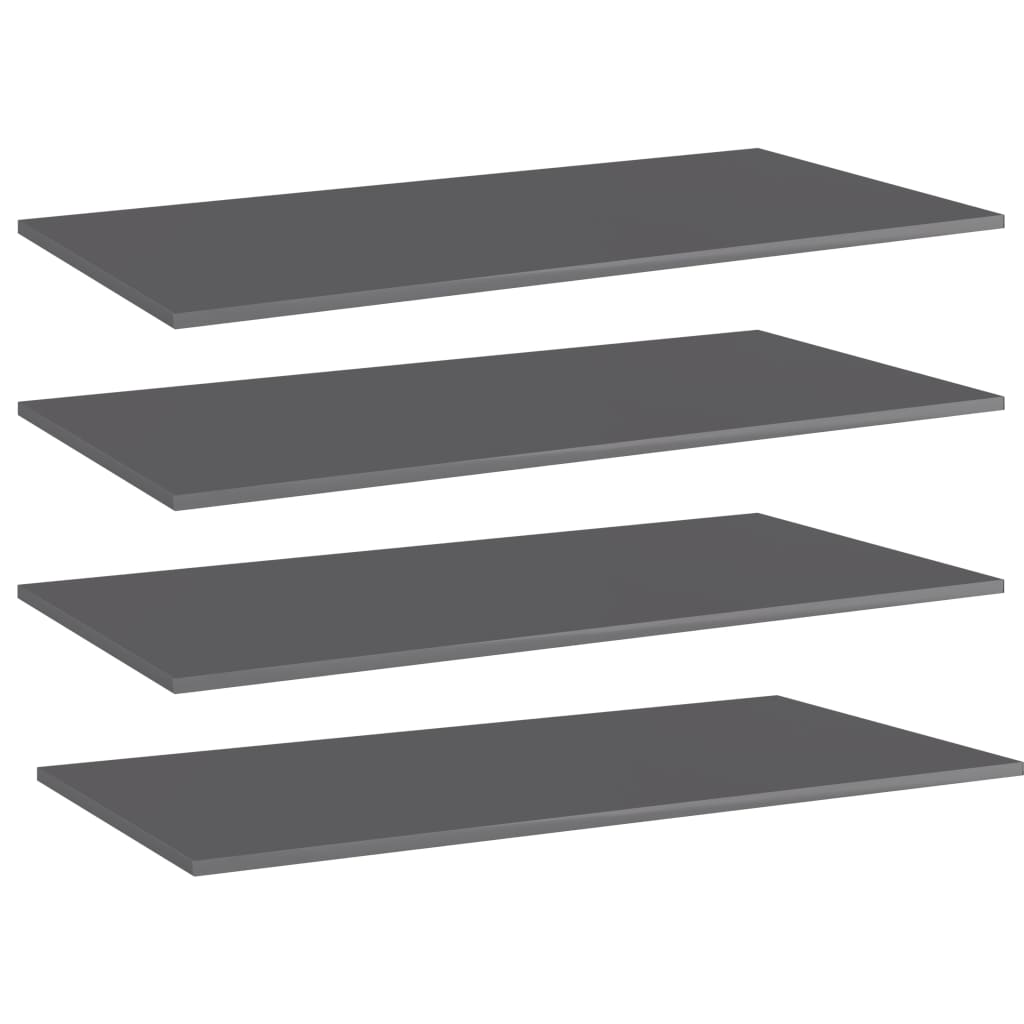 Ripiani Per Libreria 4Pz Grigio Lucido 80X20X1,5Cm Multistrato Grigio Cemento