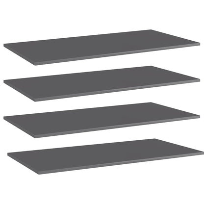 Ripiani Per Libreria 4Pz Grigio Lucido 80X20X1,5Cm Multistrato Grigio Cemento