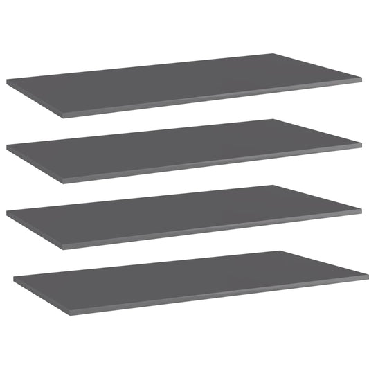 Ripiani Per Libreria 4Pz Grigio Lucido 80X20X1,5Cm Multistrato Grigio Cemento
