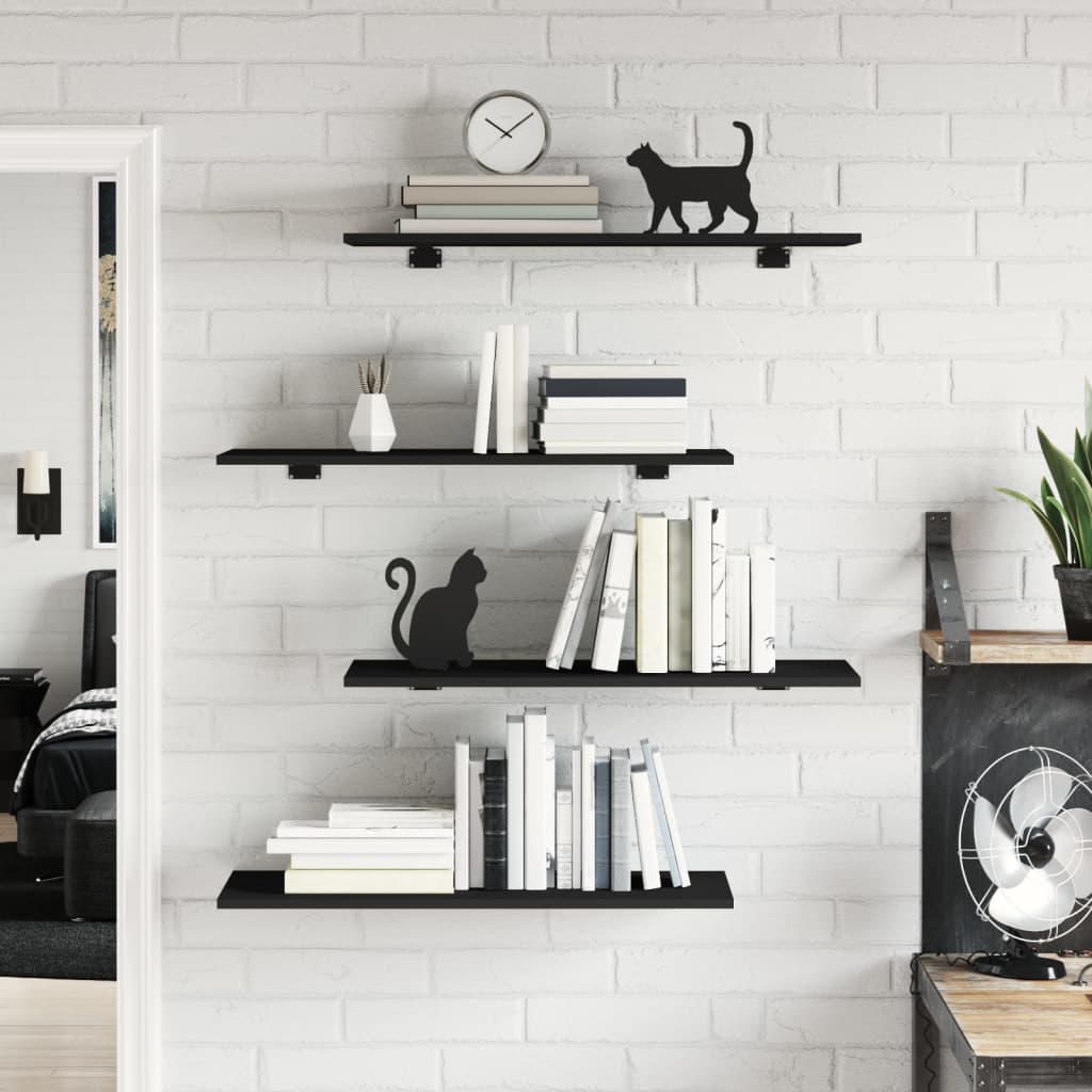 Ripiani Per Libreria 4Pz Neri 80X30X1,5Cm In Legno Multistrato Grigio Cemento