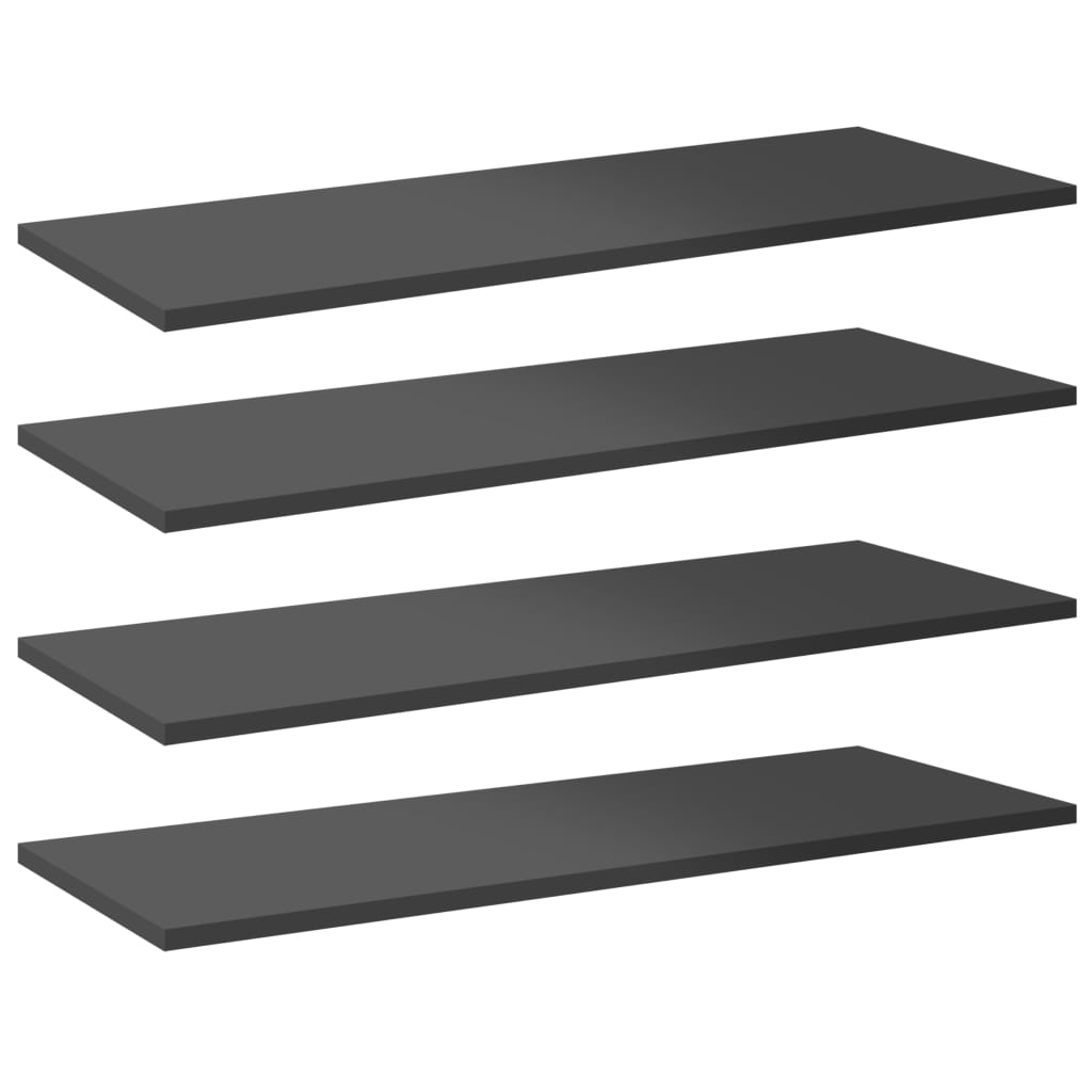 Ripiani Per Libreria 4Pz Grigio Lucido 80X30X1,5Cm Multistrato