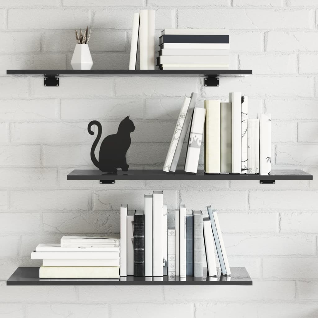 Ripiani Per Libreria 4Pz Grigio Lucido 80X30X1,5Cm Multistrato