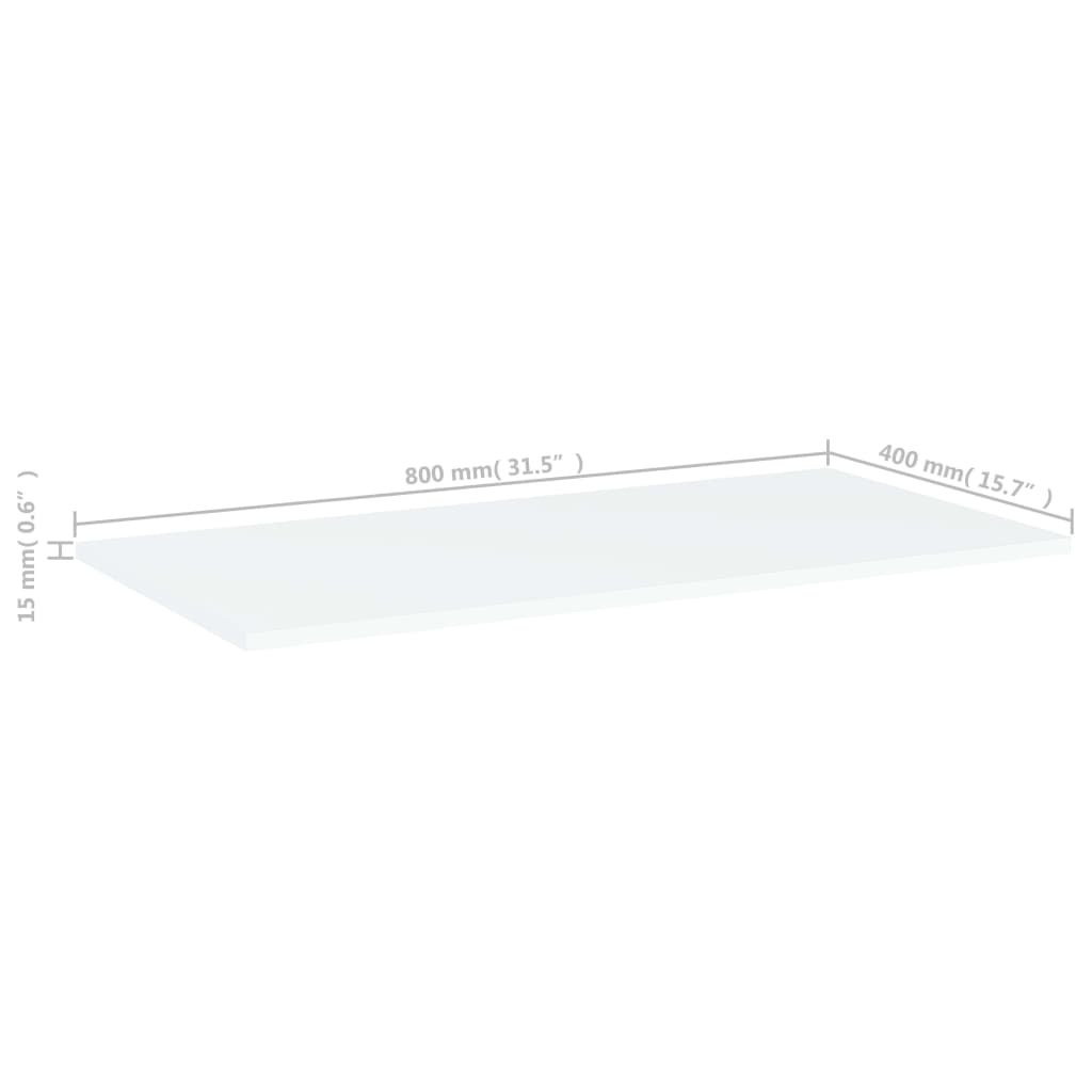 Ripiani Per Libreria 8Pz Bianchi 80X40X1,5 Cm Legno Multistrato