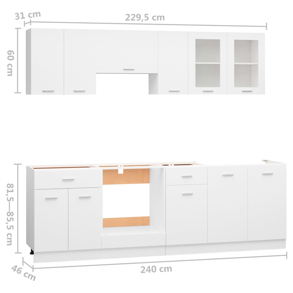 Set Armadi Da Cucina 8 Pz Lyon In Legno Multistrato