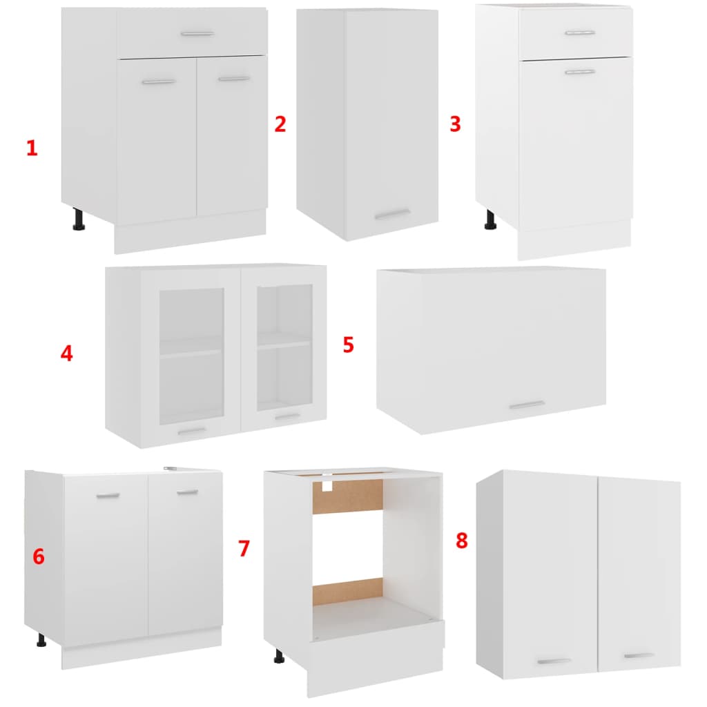 Set Armadi Da Cucina 8 Pz Lyon In Legno Multistrato