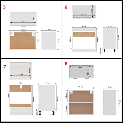 Set Armadi Da Cucina 8 Pz Lyon In Legno Multistrato
