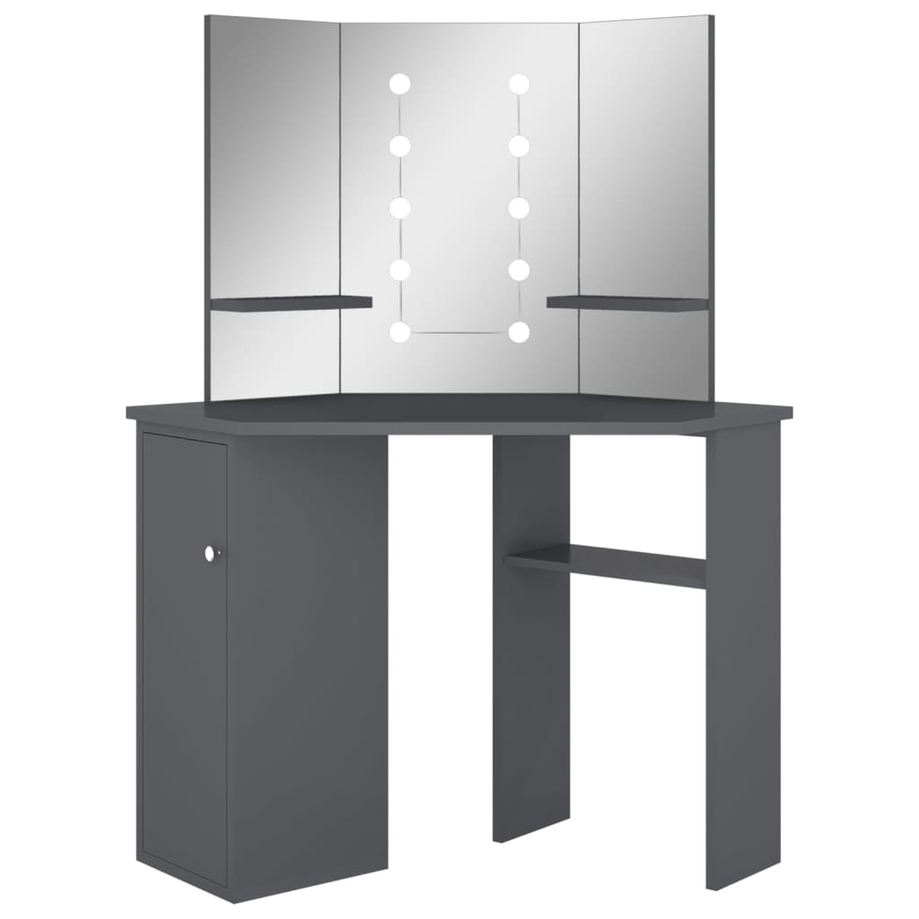Tavolino Da Trucco Angolare Con Led 111X54X141,5 Cm