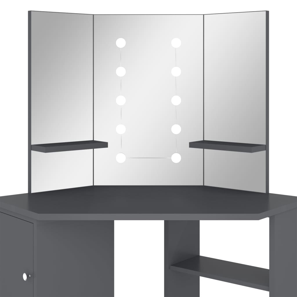 Tavolino Da Trucco Angolare Con Led 111X54X141,5 Cm