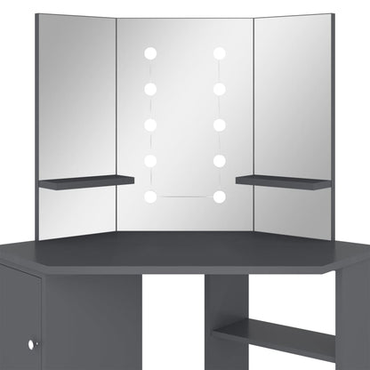 Tavolino Da Trucco Angolare Con Led 111X54X141,5 Cm