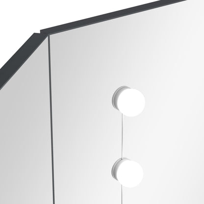 Tavolino Da Trucco Angolare Con Led 111X54X141,5 Cm