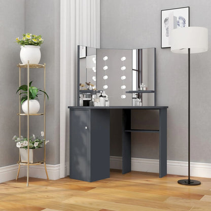 Tavolino Da Trucco Angolare Con Led 111X54X141,5 Cm