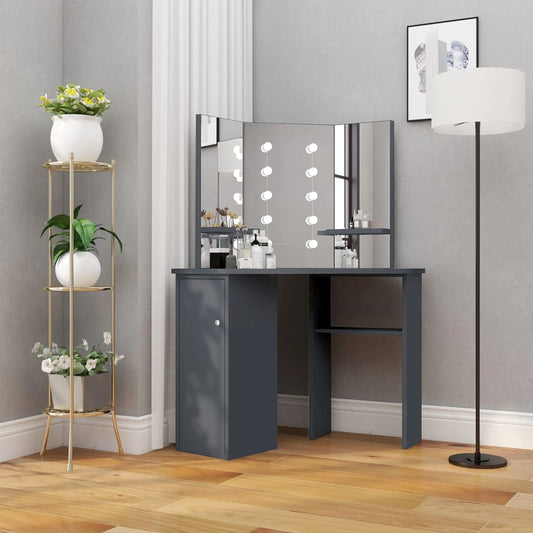 Tavolino Da Trucco Angolare Con Led 111X54X141,5 Cm