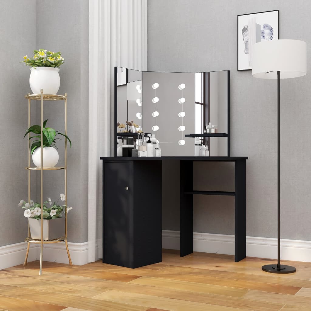 Tavolino Da Trucco Angolare Con Led 111X54X141,5 Cm