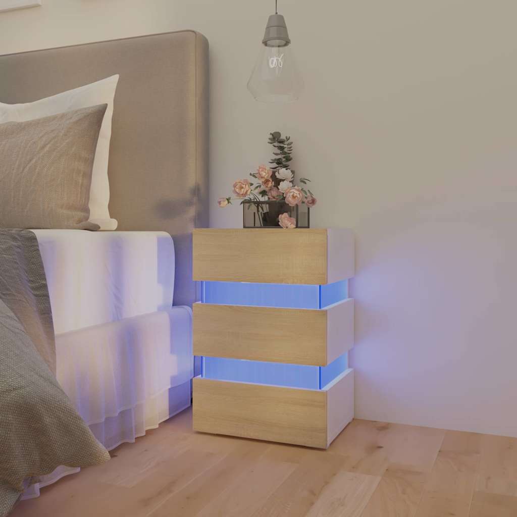 Comodino Con Led 45X35X67 Cm In Legno Multistrato