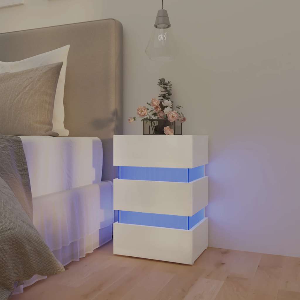 Comodino Con Led 45X35X67 Cm In Legno Multistrato