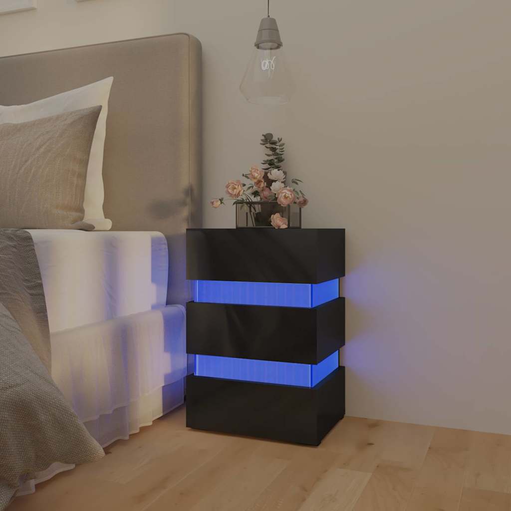 Comodino Con Led 45X35X67 Cm In Legno Multistrato