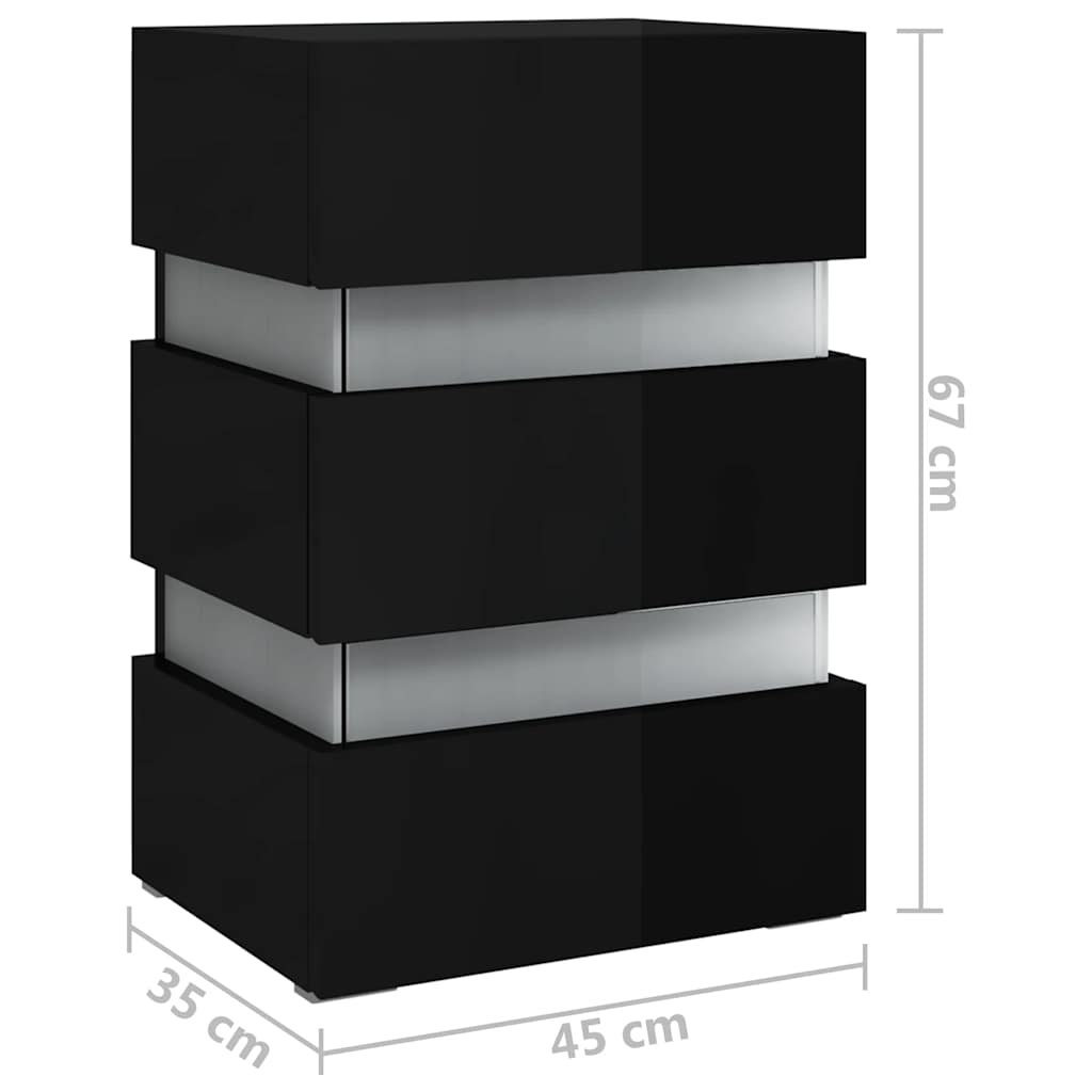 Comodino Con Led 45X35X67 Cm In Legno Multistrato
