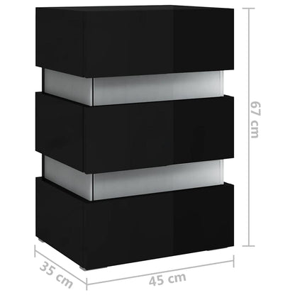 Comodino Con Led 45X35X67 Cm In Legno Multistrato