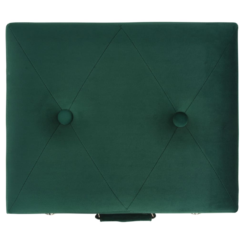 Sgabelli Con Contenitore 3 Pz In Velluto Verde