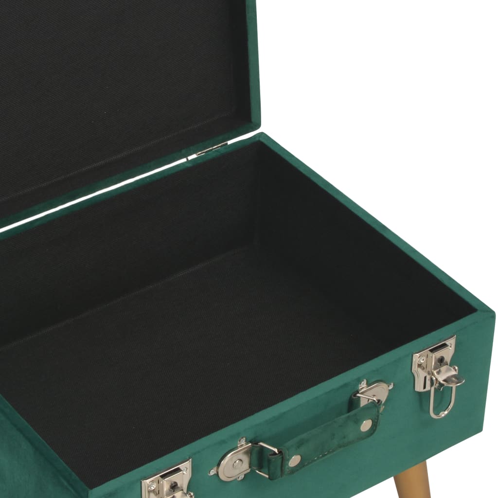 Sgabelli Con Contenitore 3 Pz In Velluto Verde