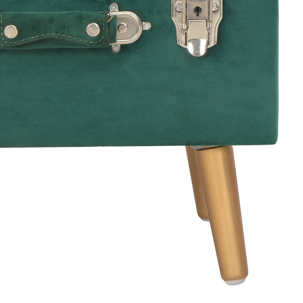 Sgabelli Con Contenitore 3 Pz In Velluto Verde