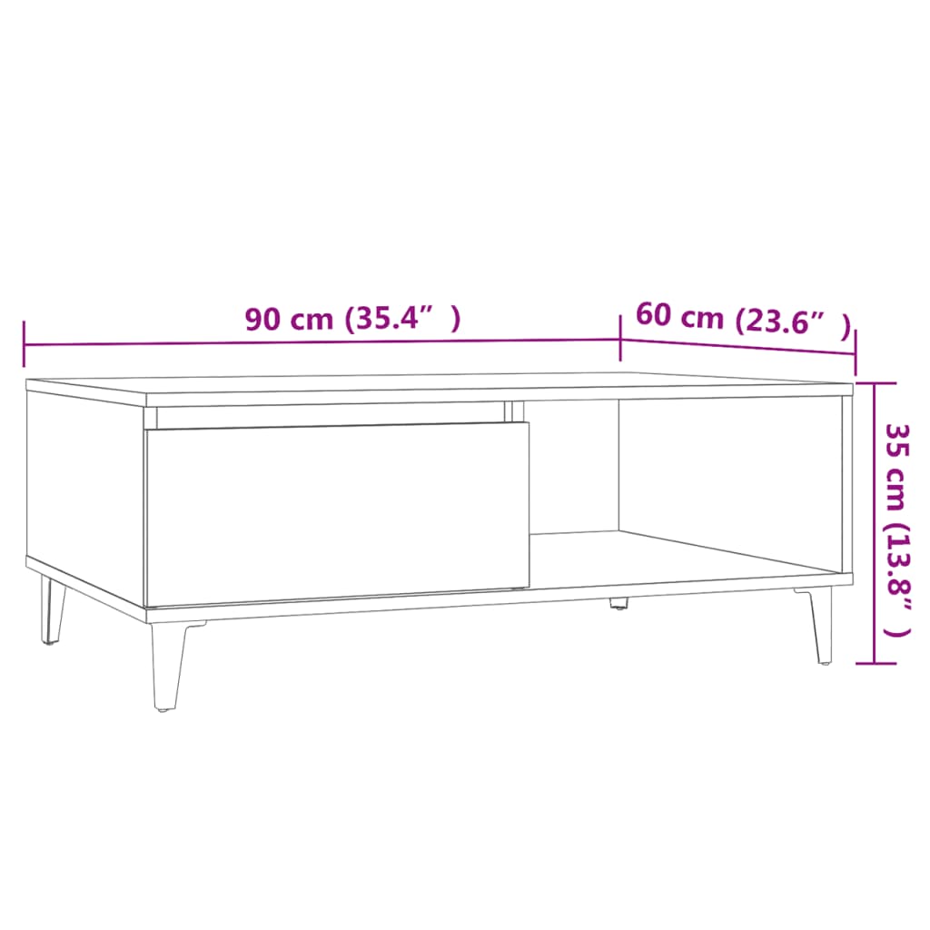 Tavolino Da Salotto 90X60X35Cm Legno Multistrato
