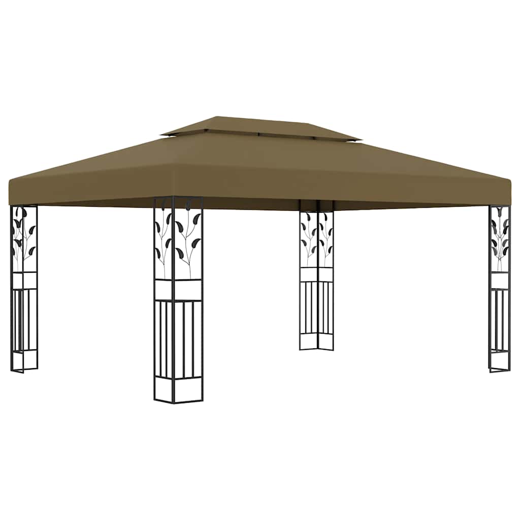 Gazebo Con Tetto Doppio E Luci Led 3X4 M Grigio
