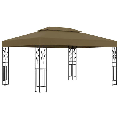 Gazebo Con Tetto Doppio E Luci Led 3X4 M Grigio