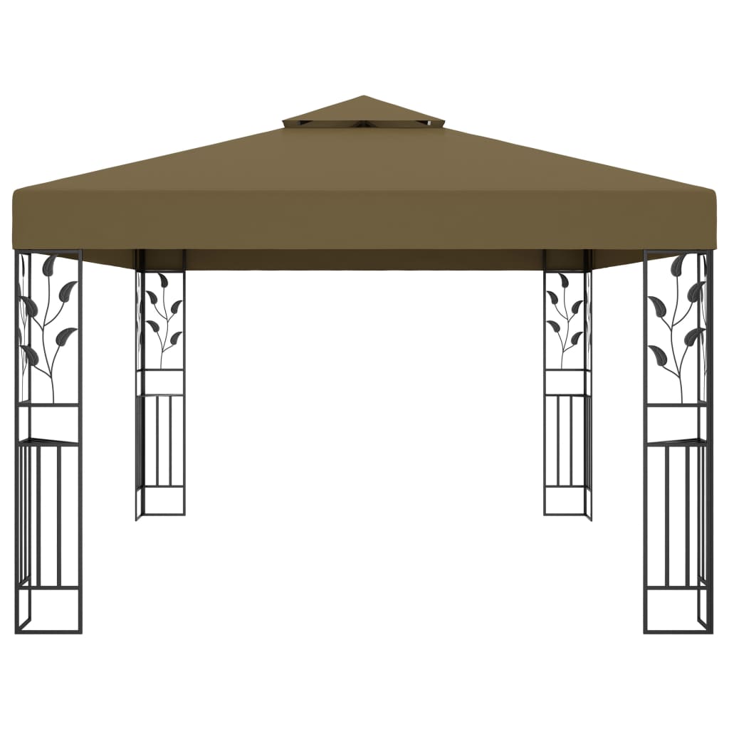 Gazebo Con Tetto Doppio E Luci Led 3X4 M Grigio