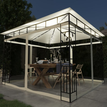 Gazebo Con Zanzariera Luci Led 3X3X2,73 M Grigio