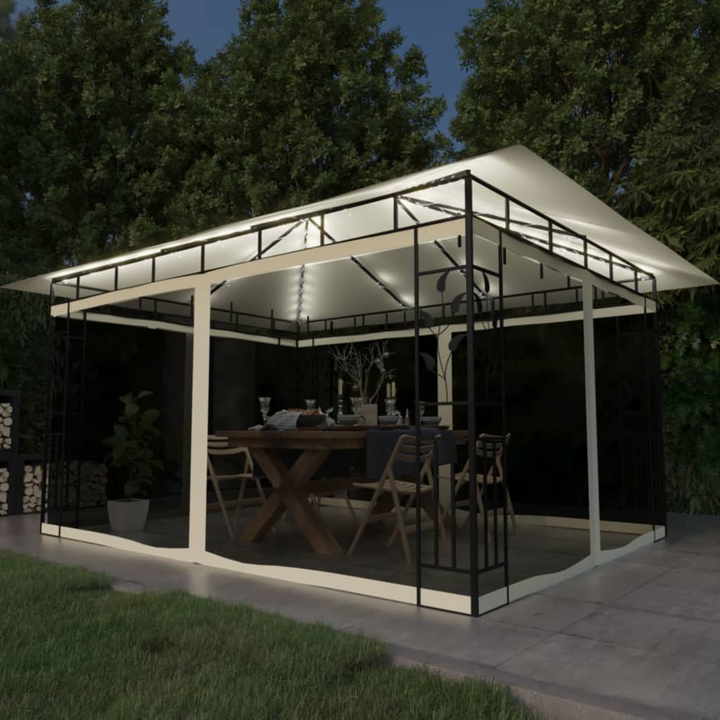 Gazebo Con Zanzariera Luci Led 3X3X2,73 M Grigio