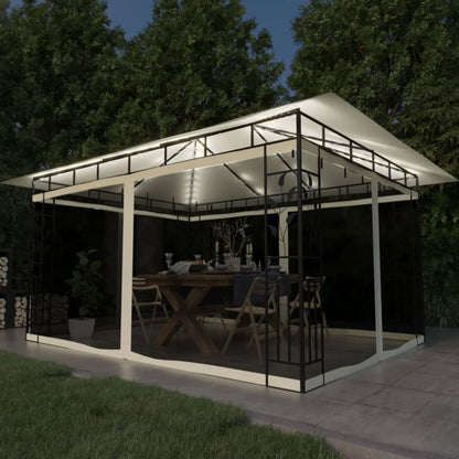 Gazebo Con Zanzariera Luci Led 3X3X2,73 M Grigio
