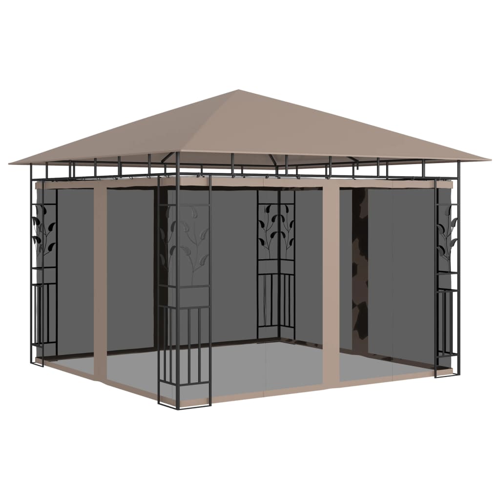 Gazebo Con Zanzariera Luci Led 3X3X2,73 M Grigio