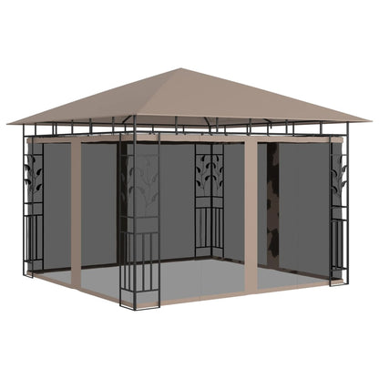 Gazebo Con Zanzariera Luci Led 3X3X2,73 M Grigio