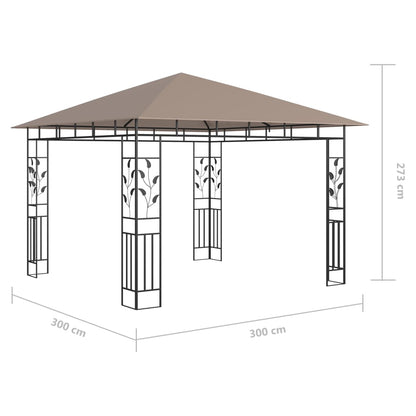 Gazebo Con Zanzariera Luci Led 3X3X2,73 M Grigio