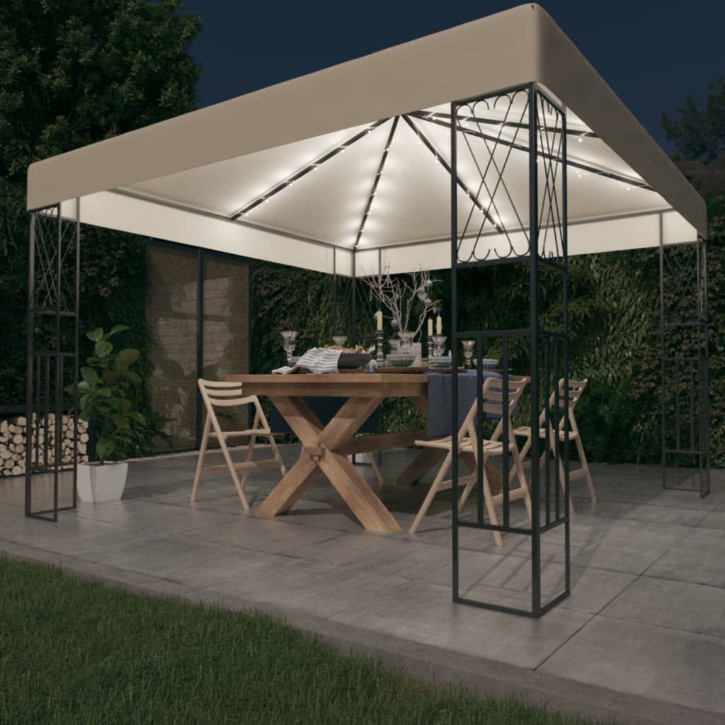 Gazebo Con Stringa Di Luci Led In Tessuto