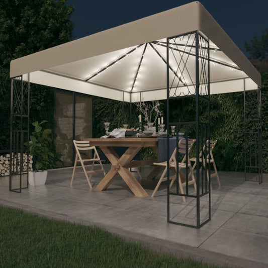 Gazebo Con Stringa Di Luci Led In Tessuto