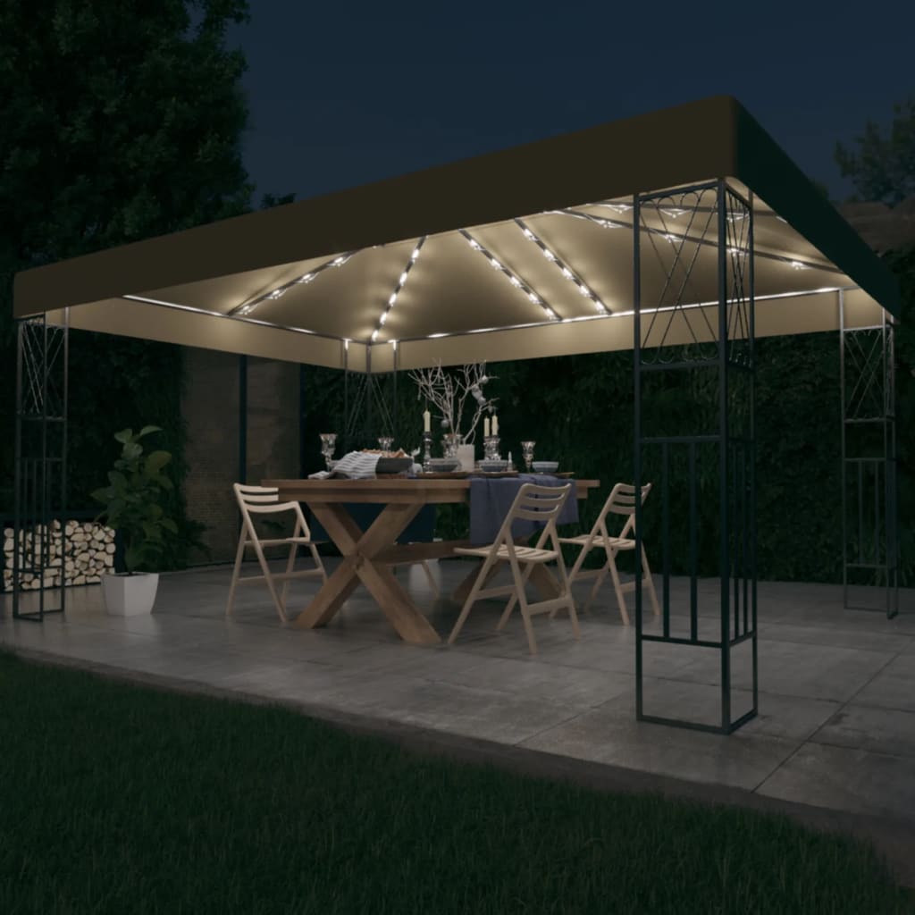 Gazebo Con Stringa Di Luci Led In Tessuto