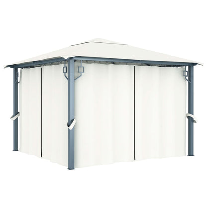 Gazebo Con Tende Stringa Di Luci Led Alluminio