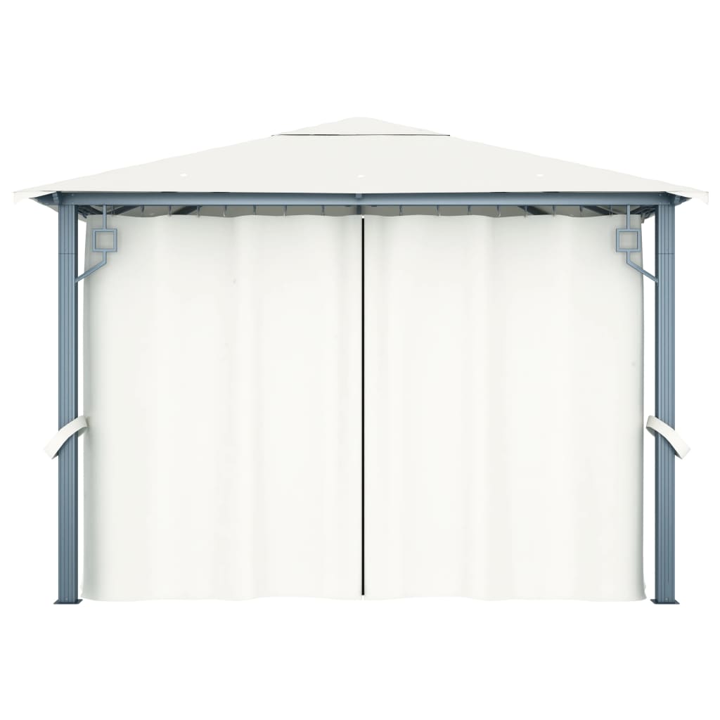 Gazebo Con Tende Stringa Di Luci Led Alluminio