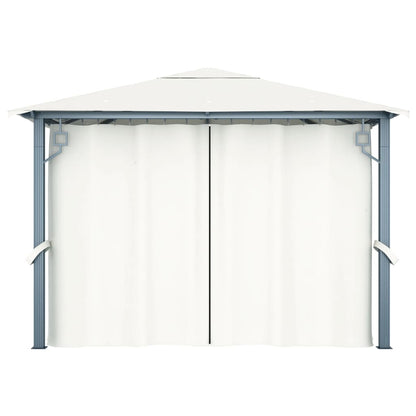 Gazebo Con Tende Stringa Di Luci Led Alluminio