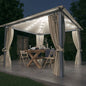 Gazebo Con Tende Stringa Di Luci Led Alluminio
