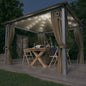 Gazebo Con Tende Stringa Di Luci Led Alluminio