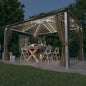 Gazebo Con Tende Stringa Di Luci Led Alluminio
