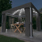 Gazebo Con Tende E Stringa Di Luci Led